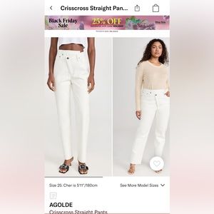 NWT Cream leather AGOLDE criss cross straight pants in Size 27 in color “lace”
